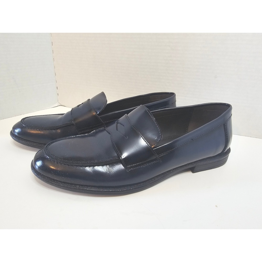 DOPPELGANGER ROMA NAVY BLUE Leather Penny‎ Loafer Slip On SZ 43/10.5 WORN 2X